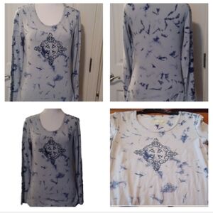 🌺Earth Yoga Cream and Blue Tie-Dye Top